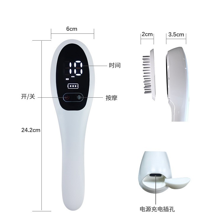 2025 Electric Hair Growth Comb Anti Hair Loss Scalp Massage Physiotherapy Ion Vibration Red Light Red Light Physiotherapy Comb