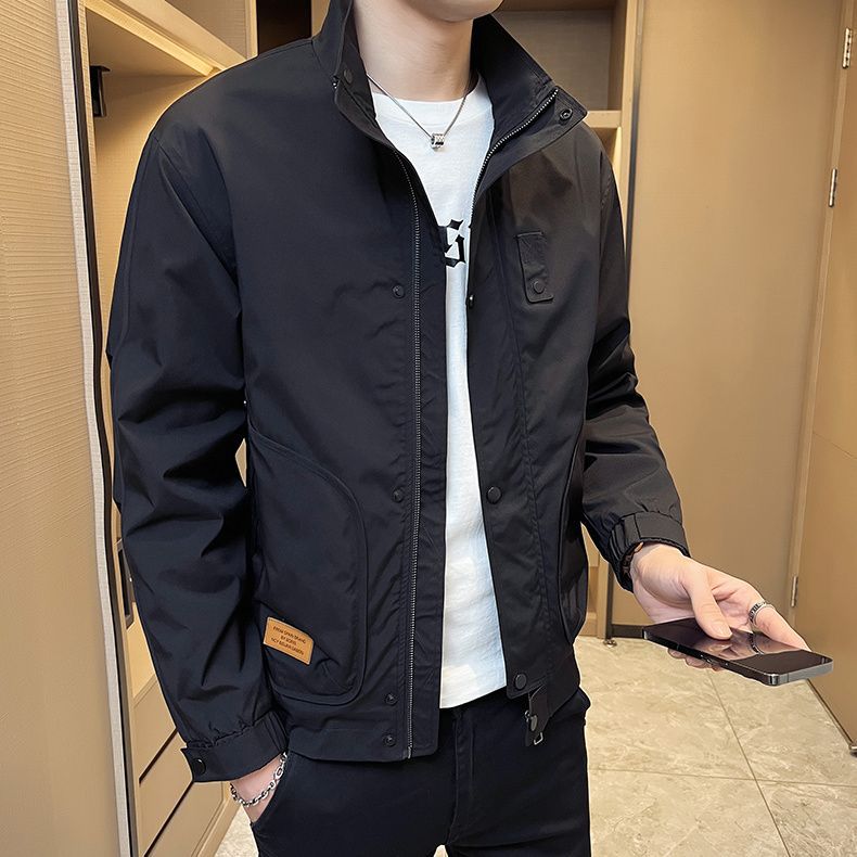 2025 New Autumn Jacket Men's Casual Trendy Jacket Workwear Top Slim Spring and Autumn Windbreaker Jacket