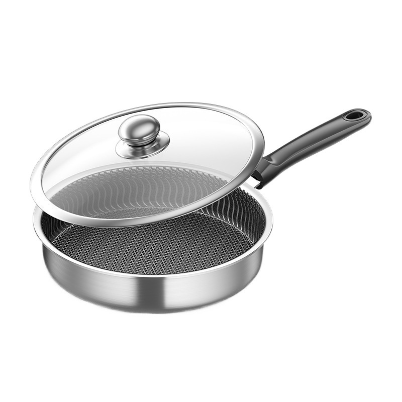 Cross-border Stainless Steel Frying Pan Frying Steak Pan Flapjack Pancake Pan Non-stick Pan Household Induction Cooker Gas Stove