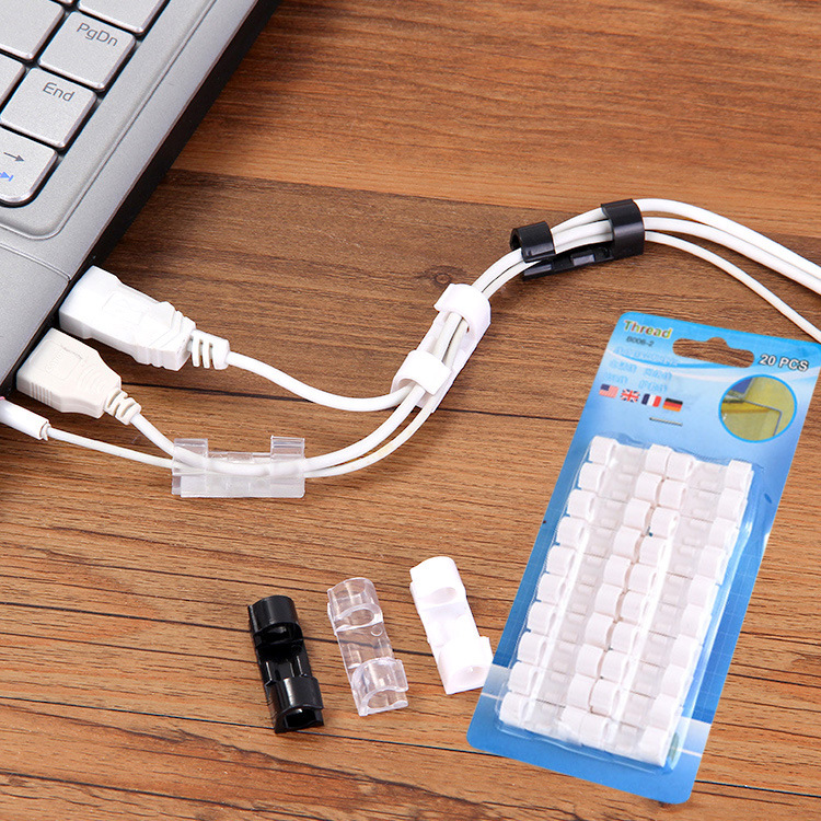 Самоклеящийся органайзер для проводов, фиксирующий зажим, 20 штук