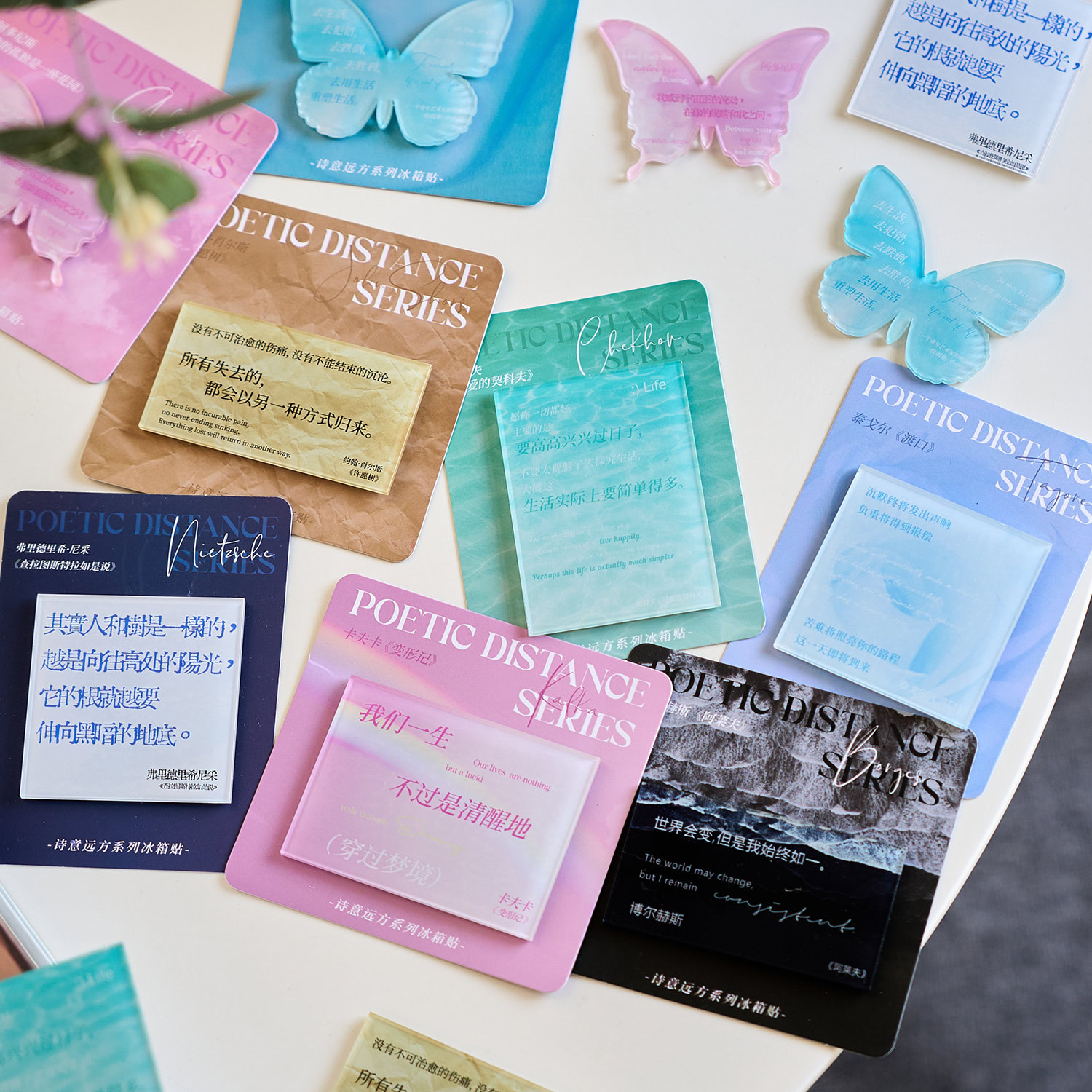Ранний акриловый магнитный стикер для холодильника серия поэтического расстояния креативное популярное текстовое украшение магнитный стикер для холодильника
