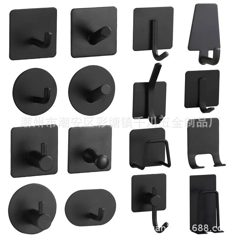 Cross-border stainless steel hook strong sticky hook punch-free seamless single Hook bathroom kitchen door rear metal coat hook