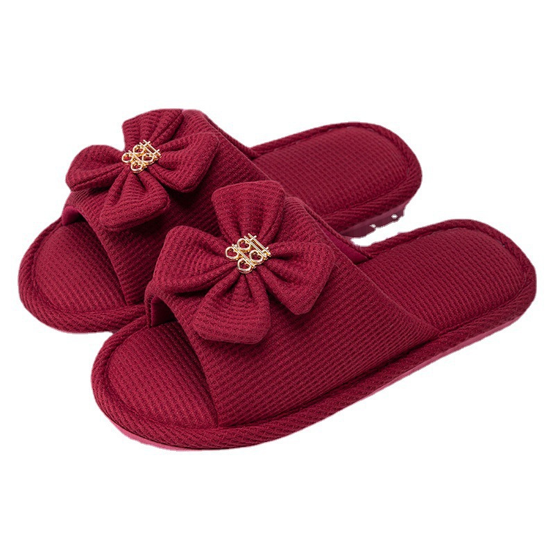 Wedding Slippers, Festive Red Slippers for Men and Women, Couples, Autumn and Winter, Light Luxury, Newlyweds, Groom and Bride Matching Slippers
