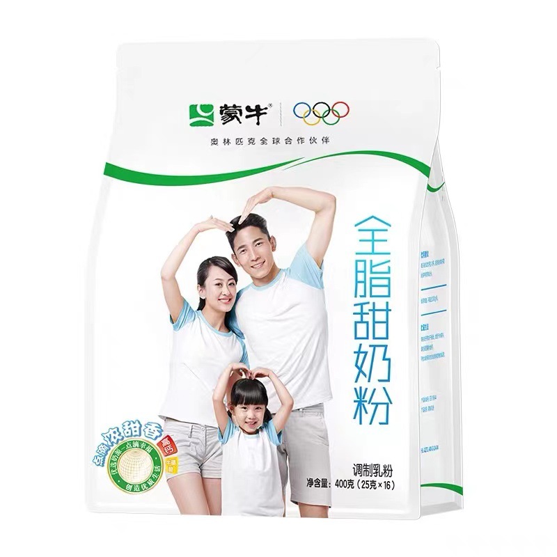Mengniu сладкий молочный порошок цельный, 400г пакет, 16 упаковок, для взрослых и детей, мгновенный напиток, кальций