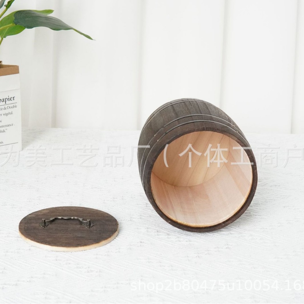 Vintage wooden tea barrel solid wood tea packaging barrel portable small green orange tea storage barrel wholesale