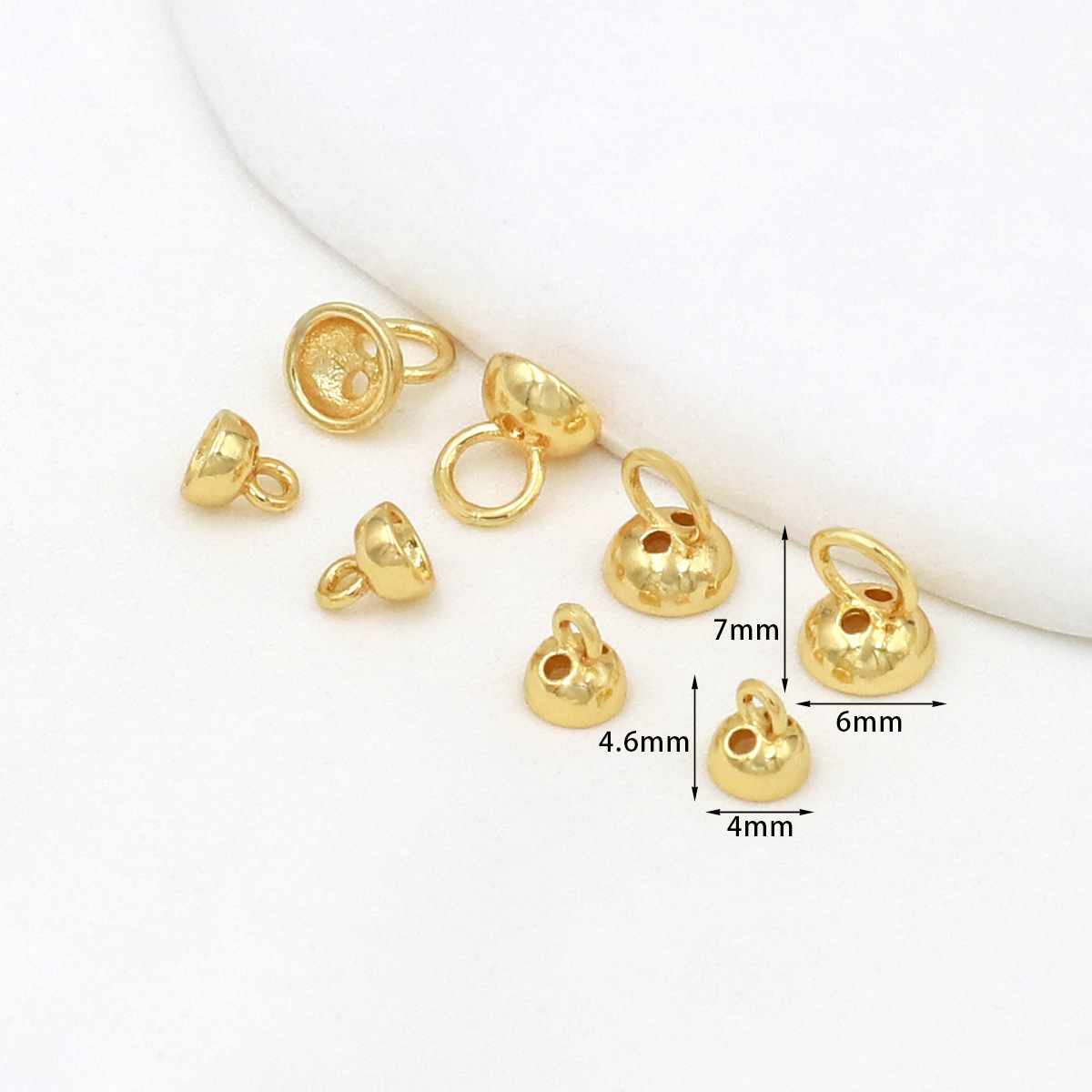 Color-Preserving 18K Gold-Plated Belt Threading Hole Hanging Cap Button Pearl Cap Finishing Buckle DIY Bracelet Necklace Connection
