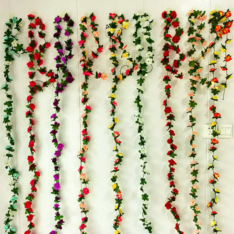 Cross-Border Amazon Artificial Rose Vine with 45 Double-Color Flower Heads, Peony Vine for Covering Unsightly Areas, Air Conditioning Soft Decoration