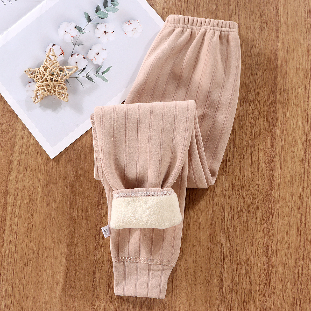 New Boneless Autumn and Winter Kidsren's Roman Strip Double-Sided Velvet Thickeneded Single Pants for Middle-Aged and Older Boys and Girls, Warm Pants