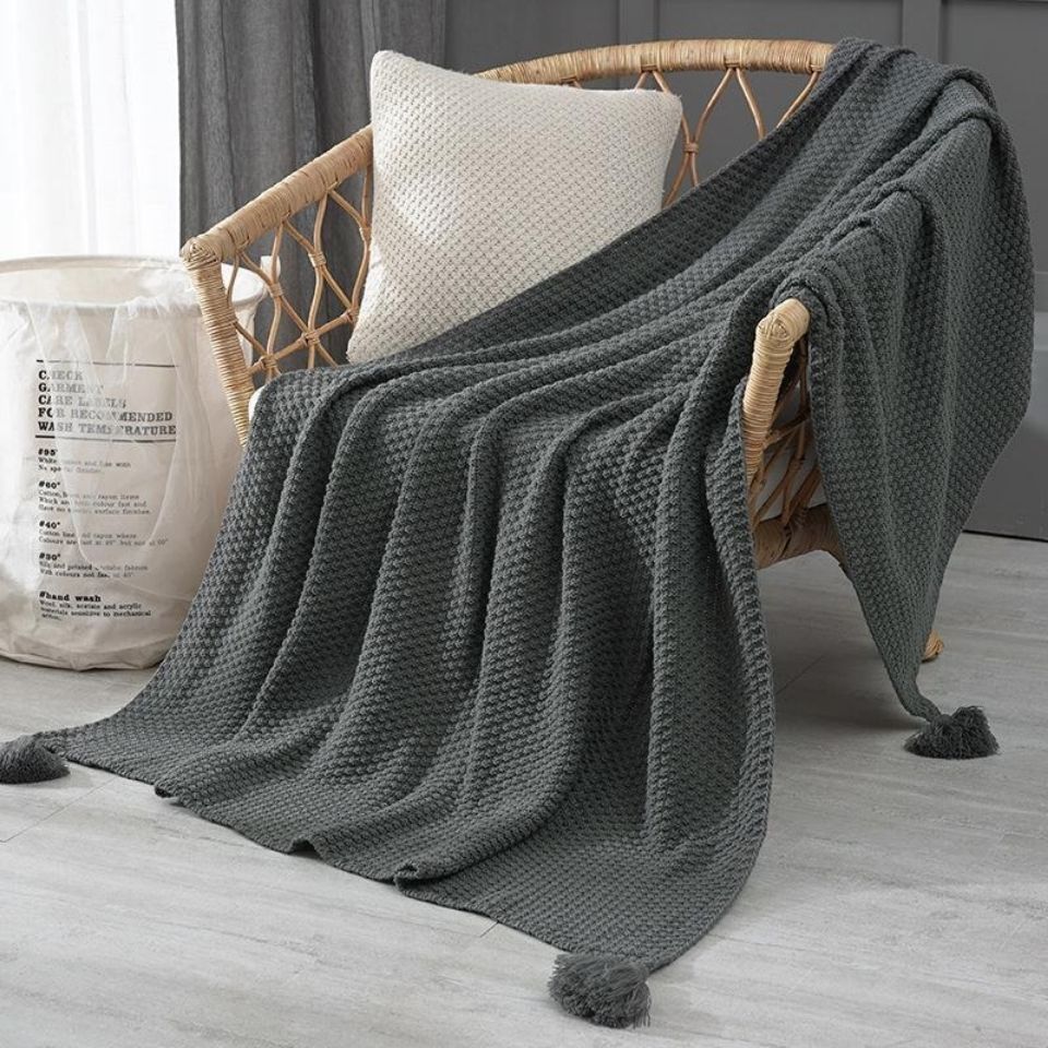 Manyue Home Nordic Ins Knitted Blanket Sofa Blanket Dustproof Sofa Cover Cloth Nap Blanket Air-conditioning Blanket Bed End Blanket