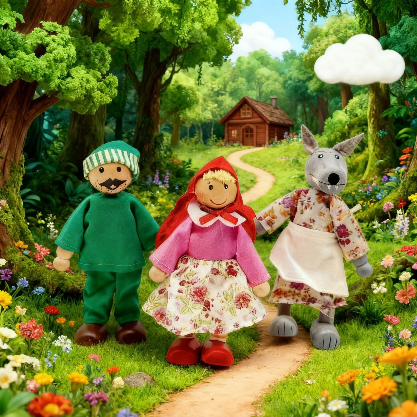 Parent-Child Story Little Red Riding Hood Wolf Grandma Teaching Aids Baby Hand Puppet Animal Finger Puppet Rag Doll Plush Doll