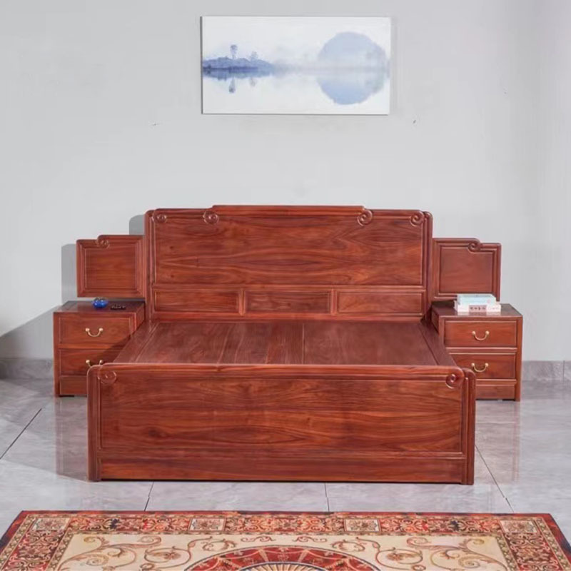 Замбийское розовое дерево, кровать 1,8 м, новая китайская стильная кровать для спальни, свадебная кровать, современная кровать с хранением из красного дерева