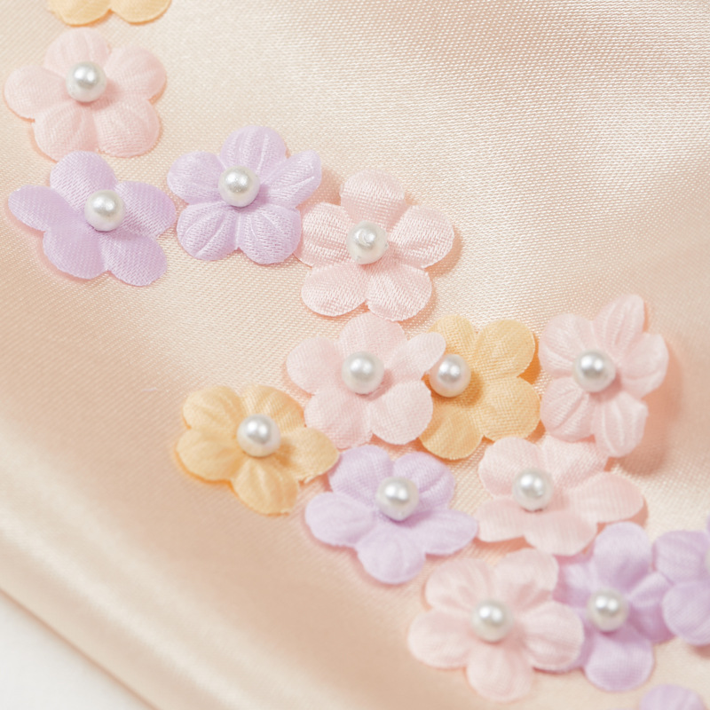 Styling Flower Piece Beaded Satin Small Flower Wedding Dress Baby Clothes Hairpin Hair Accessories Hat Handmade DIY Decorative Small Flower