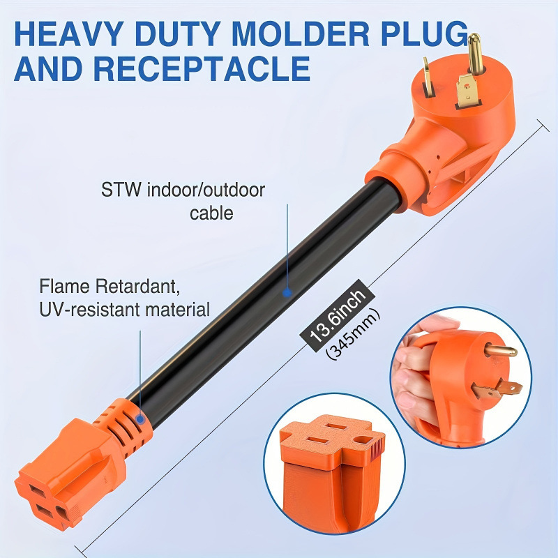 2026 New Cross-Border Dropshipping 30 Amp to 15 Amp Pure Copper Heavy Duty Power Adapter Cord 1