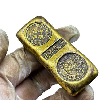 Антикварный латунный слиток династии Цин, случайная эпоха, коллекция антиквариата