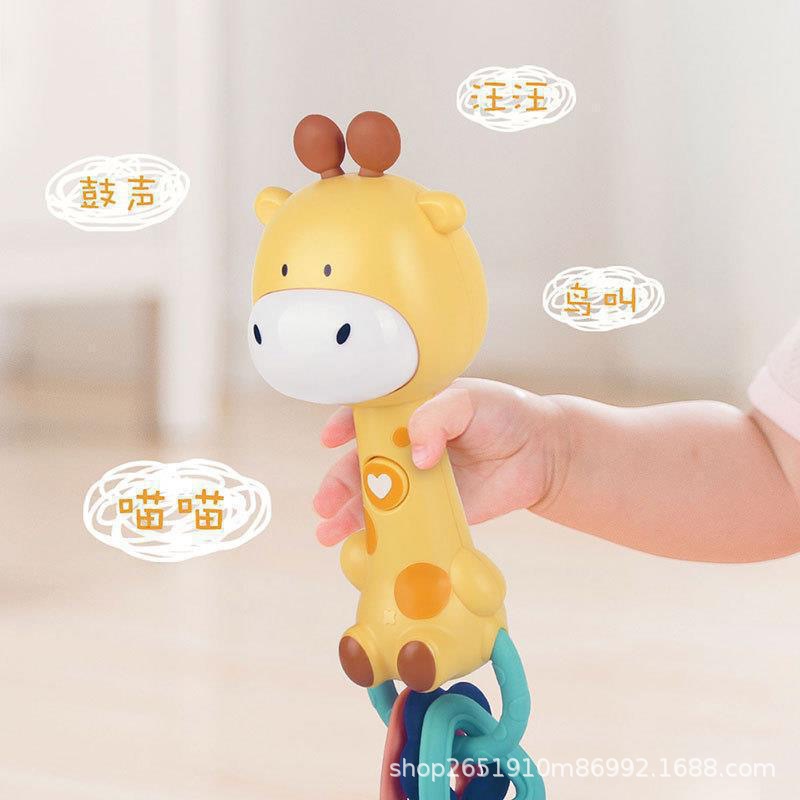 Cross-Border Baby Rattle Light Music Cartoon Teether Rhythm Stick Hand Soothing Bb Stick Music Toy Rattle