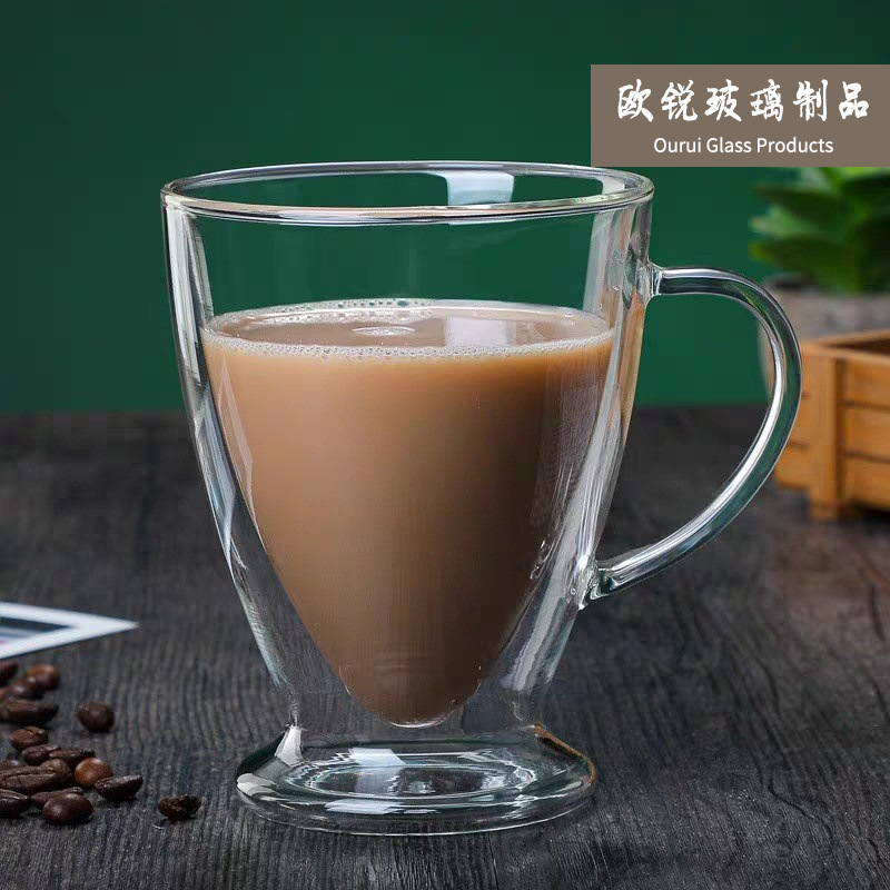 300мл 400мл большая яичная молочная соковая кружка, двойной стеклянный кофейный стакан, утолщённый двойной чайный стакан