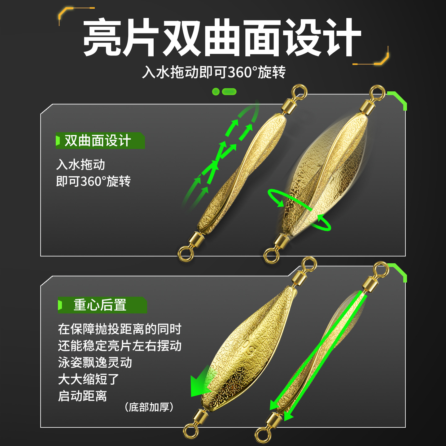 Core-Extracting Rotating Sequin Lure Hook Small Metal Plate Ultra-Long Casting Metal Bait Fishing Gear Special Fishing Bait Set