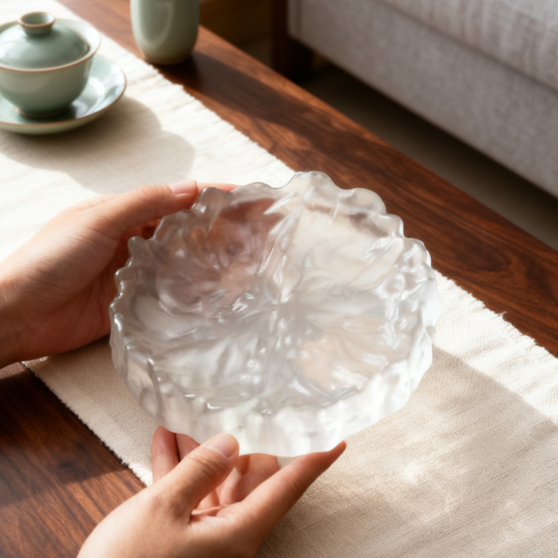 Japanese-Style Glass Tea Tray Kung Fu Tea Set Coaster Tea Cup Mat Heat Insulation Pad Tea Cup Tea Ceremony Tea Mat Cup Holder Tea Saucer Wholesale