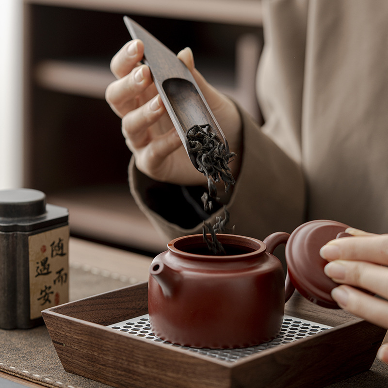 Ebony Tea Spoon Solid Wood Tea Spoon Small Long Handle Tea Shovel Tea Japanese Style Tea Appreciation Lotus Tea Ceremony Six Gentleman Accessories