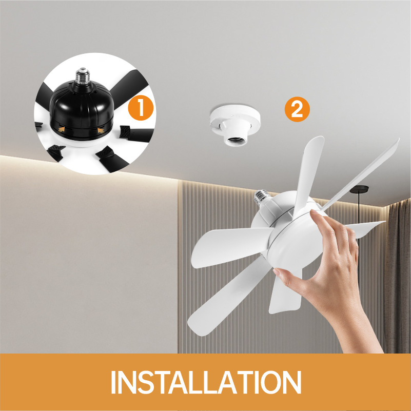 Screw lamp holder fan household silent fan chandelier installation convenience remote control ceiling fan lamp electric fan lamp fan lamp