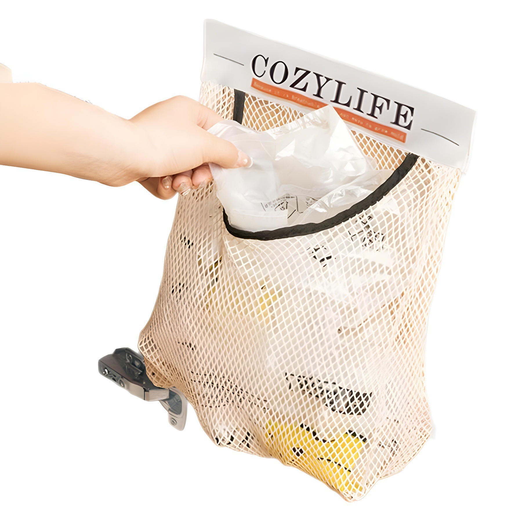 Wall-mounted kitchen large-capacity garbage storage Velcro net pocket breathable plastic bag net pocket large-capacity storage bag