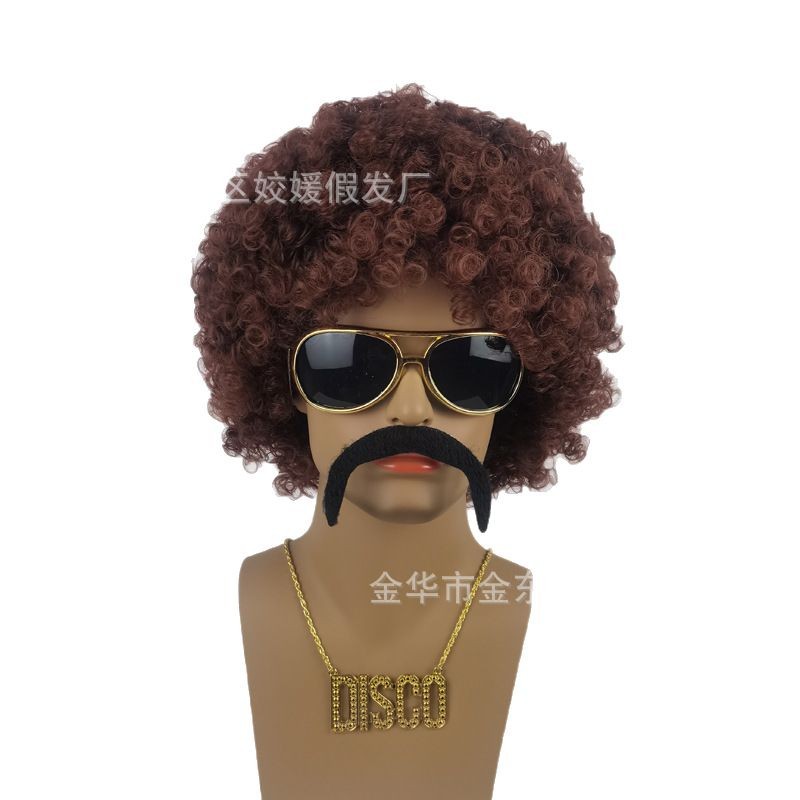 Halloween COS wig 70s punk heavy metal disco party European and American men hip hop rock wig suit