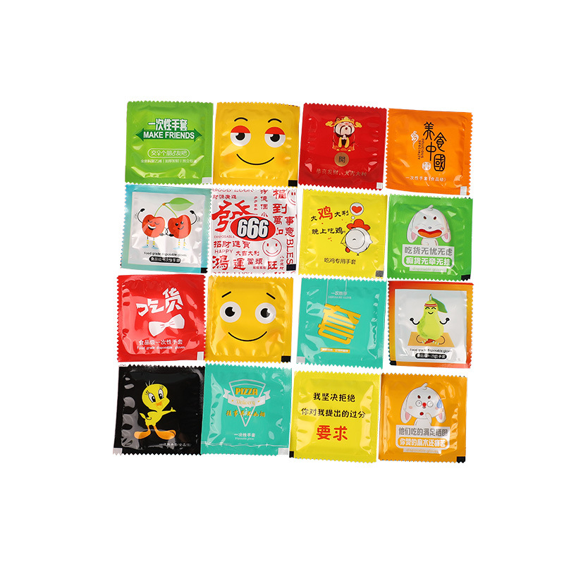 Free shipping disposable gloves food grade independent packaging catering take-out lobster pizza creative printing gloves