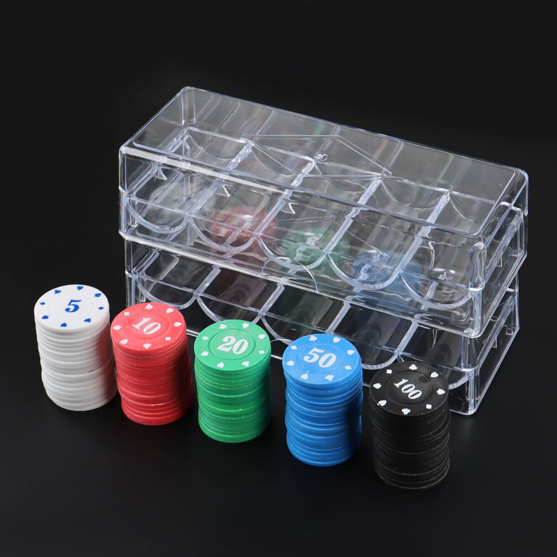 Can hold 100 chip box Texas Hold'em transparent card plate chip rack integral coin storage box