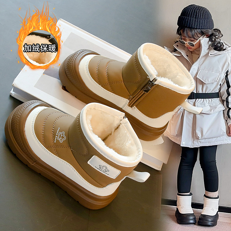 Children's Snow Boots 2025 Winter New Soft-Soled Cotton Boots for Boys and Girls Fleece-Lined and Thickeneded Warm and Fashionable Mid-Calf Cotton Shoes