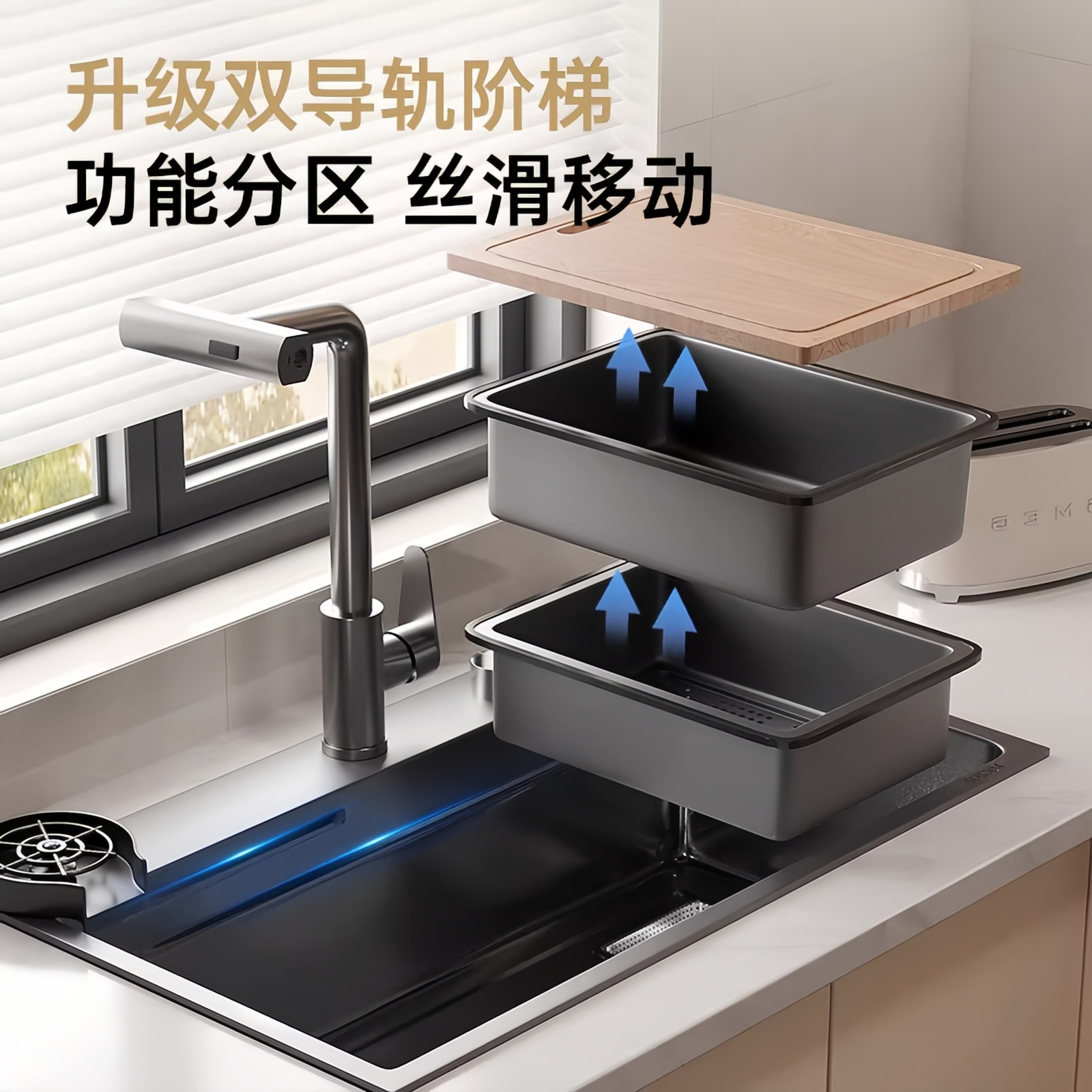 Thickened 5.0 Household Double Slag Collection and Filtration Kitchen Sink, Large Single-Slot Nano Sus304 Stainless Steel Dishwashing Sink