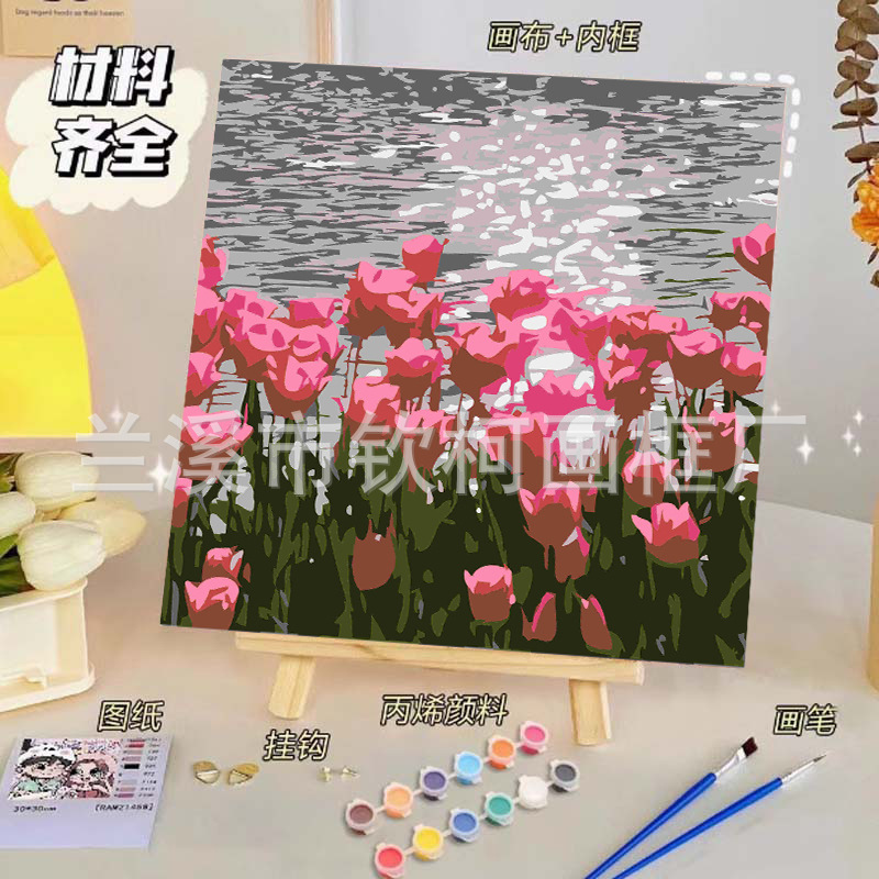 Factory wholesale oil painting cross-border Amazon diy hand painting foreign trade rose landscape butterfly digital oil painting