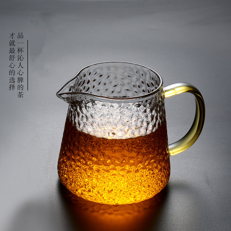 Japanese-style High Borosilicate Glass male Cup with tea drain hammer pattern fair cup thickened glass tea sea tea