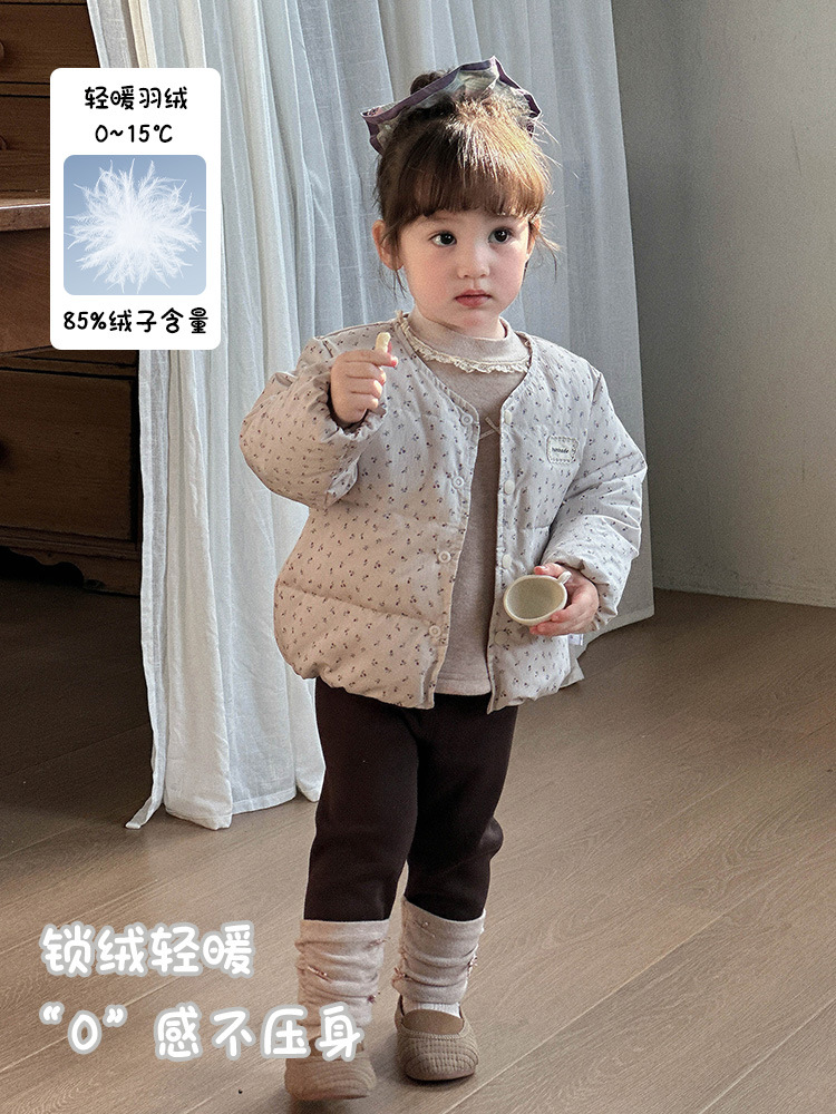 Infant and Toddler Light down Lining Winter New Baby Girl 90 White Duck down Jacket Autumn and Winter down Outing Clothing Category a