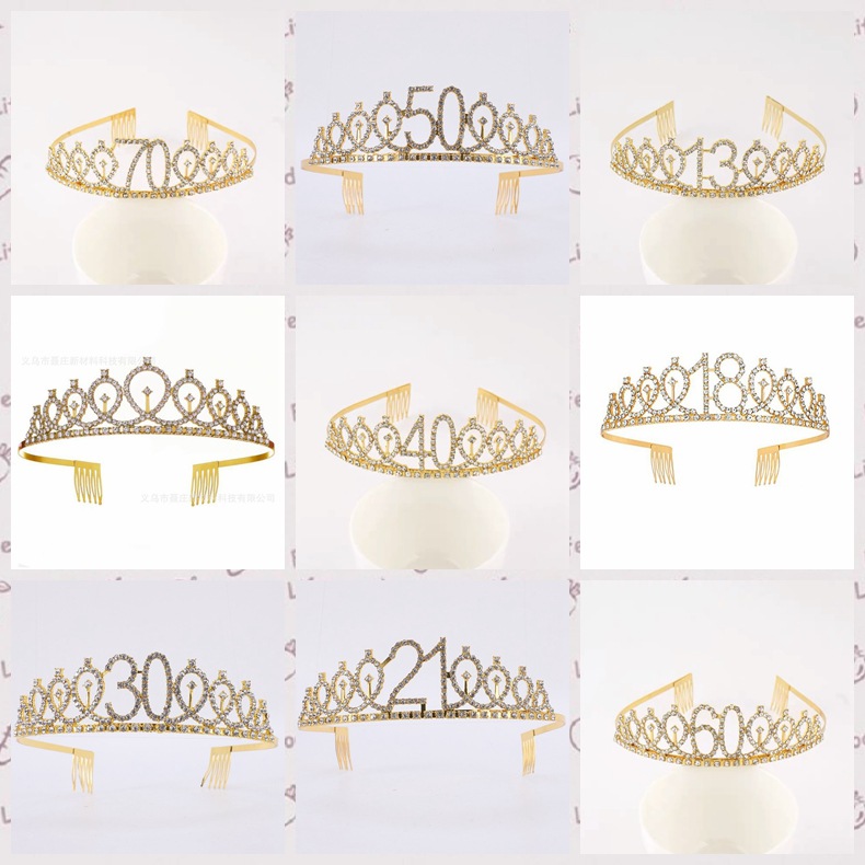 Корона на день рождения с камнями, аксессуары для волос на праздник