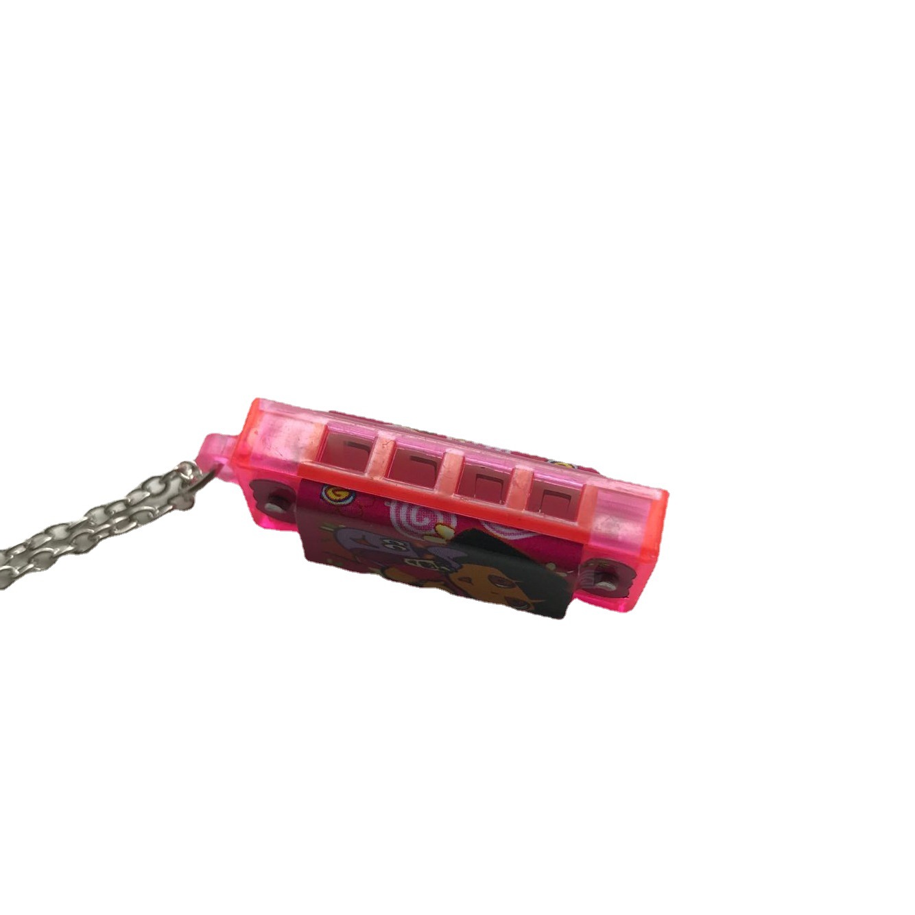 World Small Harmonica 4-hole 4-tone mini harmonica necklace harmonica keychain cartoon plastic small gift items wholesale