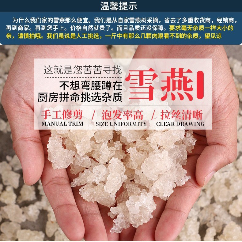 Natural Brushed Snow Swallow 500g 0.5kg Wild Edible with Saponin Rice and Peach Gum Combination Tremella Soup