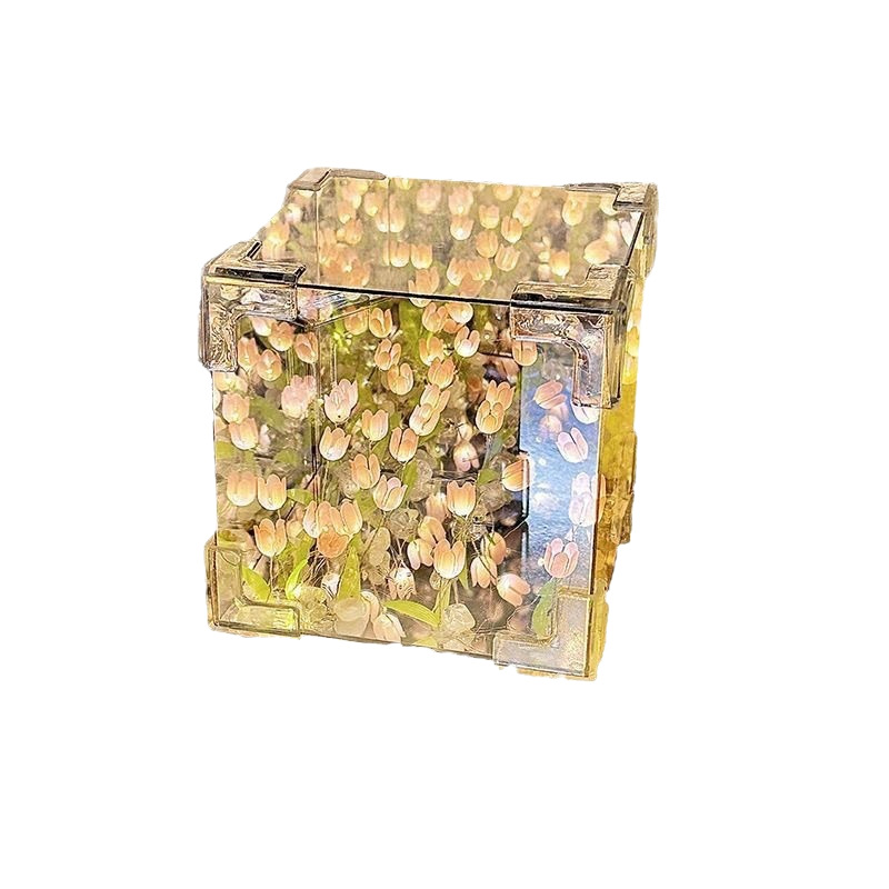 Tulip Nightlight Handmade DIY Gift Material Birthday Gift for Girlfriend Girl 520 Hand Gift Flower Sea Rubik's Cube