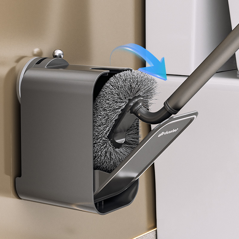 Suction Cup Toilet Brush Household Non-Dead Angle Wall Hanging Non-Punch Toilet Brush Bathroom Special Long Handle Cleaning Brush