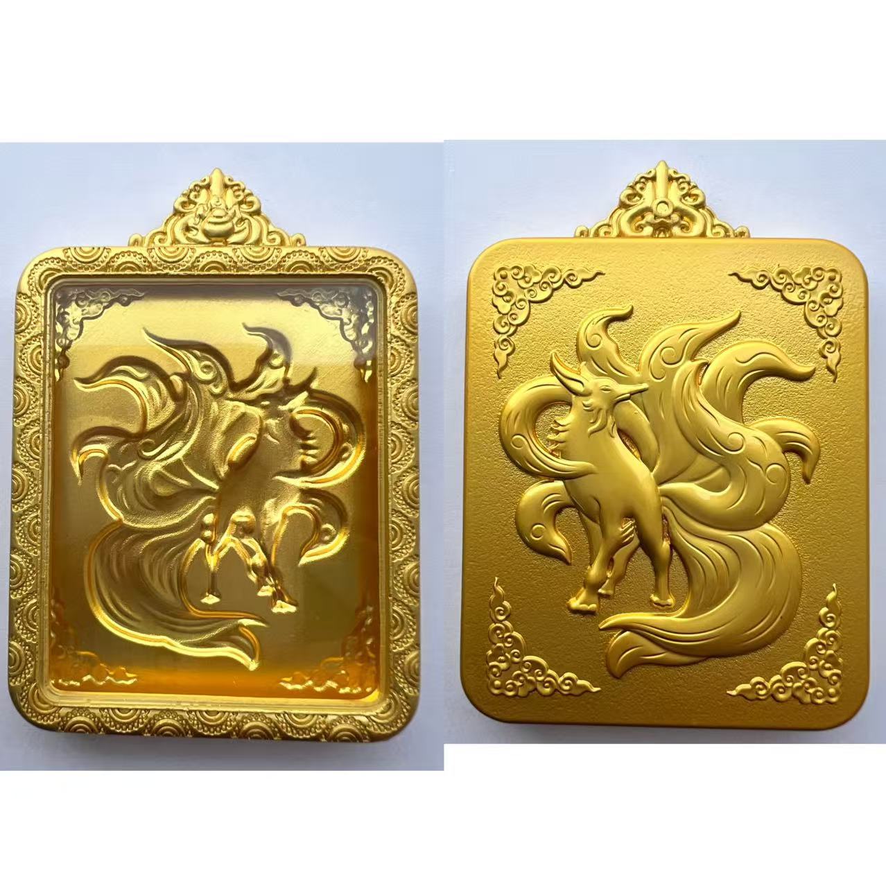 Tangka Box 4*5 for Hanging Items Pendant Portable Small Tangka Copper Color 1*3 Gold-Plated Non-Fading Box 2*2 Glass Model 3.5