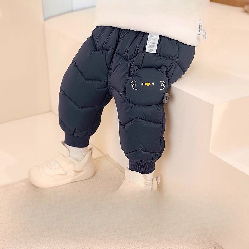 Little Squirrel Baby down Pants Boys Girls High Waist Warm Pants Thick 2025 Winter Trousers Three-Proof