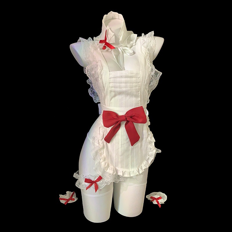 Сексуальное нижнее белье, милый и сексуальный бантик, милый фартук горничной, стиль униформы с обнаженной ягодицей, одноразовая дропшиппинг