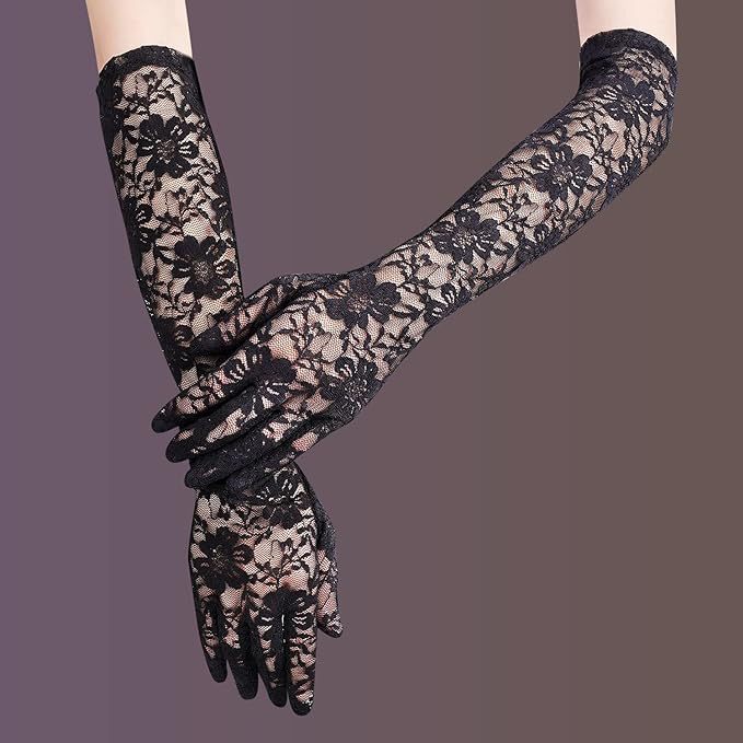 Lace Gloves Bridal Gloves Wedding Lace Gloves Women's Party 1920S Costume Long Style
