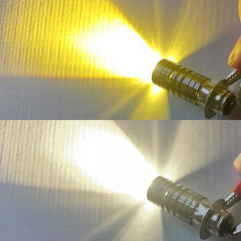 Cross-Border Hot Selling Led Motorcycle Headlight Fisheye Light Small Steel Cannon P15D H6 Yellow and White Two-Color Electric Car Headlight