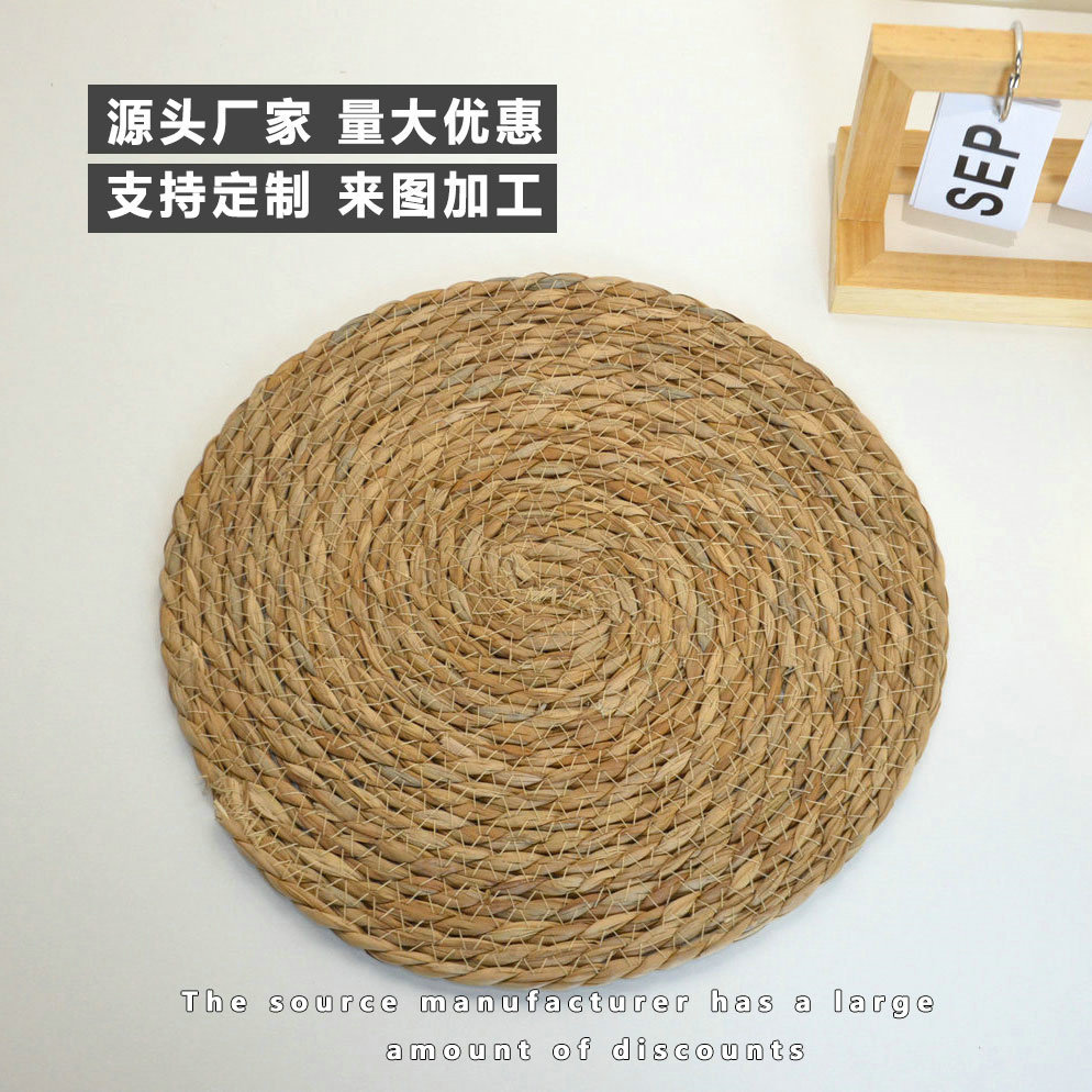 Cross-Border Hot Selling Straw Placemats, Insulation Mats, Woven Placemats, Handmade Cattail Insulation Mats, Woven Pot Mats and Coasters