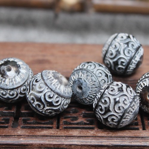Carved Natural Horn Flutter Beads Loose Beads Round Beads Spacer Beads Top Beads Buddha Beads Literary Play King Kong Star Moon Bodhi Accessories