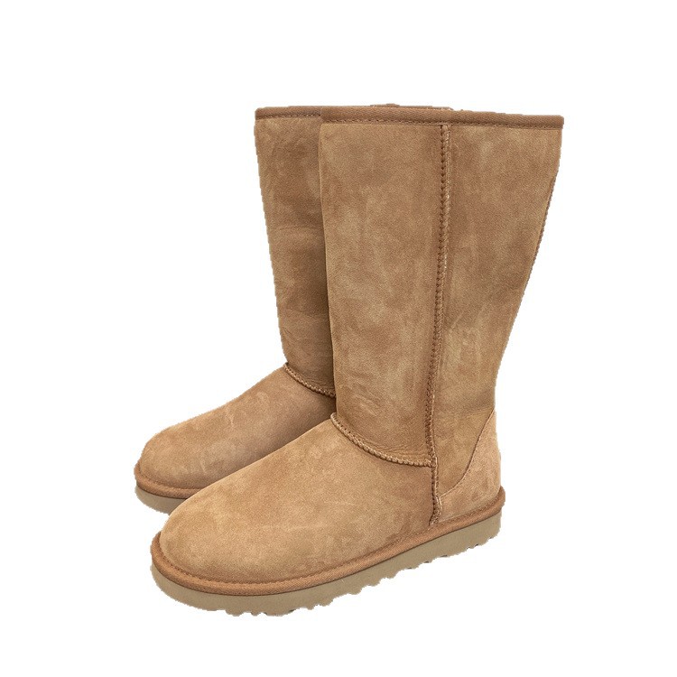 Sangpo Snow Boots for Women, Leather and Fur Integrated, Classic New Style, Long Tube, Fleece-Lined, Thickened, Warm Wool Cotton Shoes, Winter Shoes