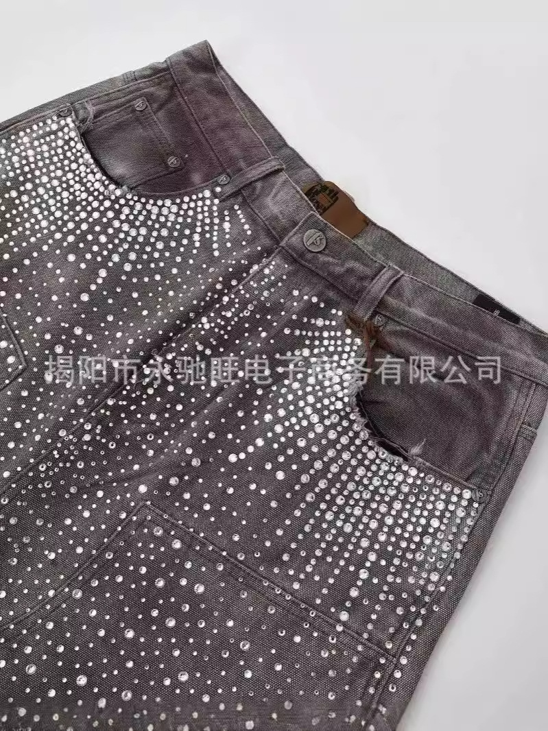 Men's and women's fashion brand 2024 new summer new ripped rough edge Denim shorts straight all-match high street vintage shorts