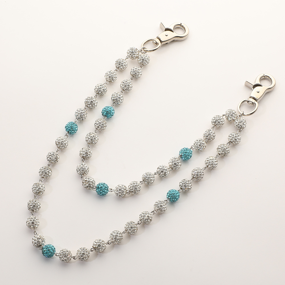 European and American high-grade girls pants chain clay diamond ball fashion niche waist chain handmade body chain wholesale