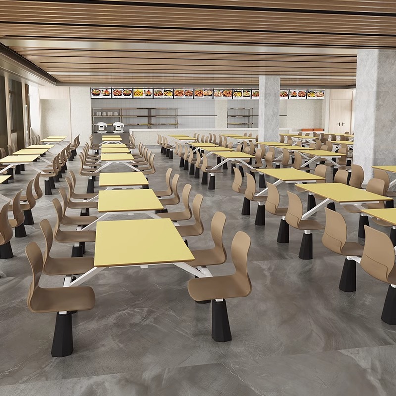 Staff Canteen Dining Table and Chairs Company Hotel Table and Chair Combination School Factory Canteen Fast Food Restaurant Four-Person Dining Table and Chairs