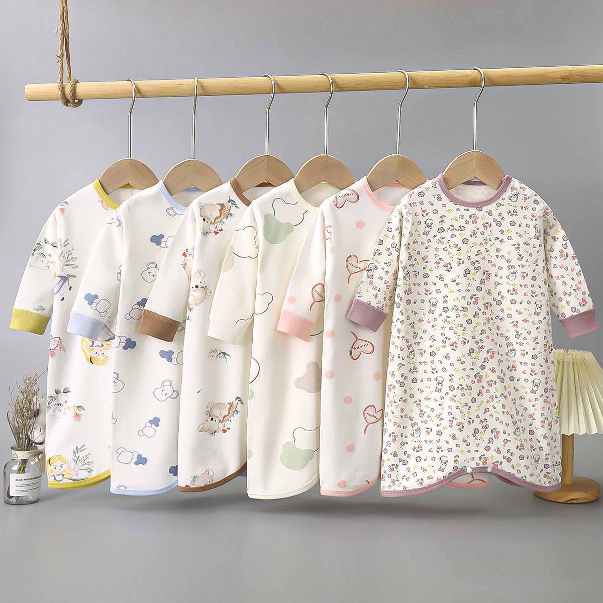 Ночная сорочка для детей, комбинезон с длинным рукавом, хлопок, домашняя одежда для мальчиков и девочек